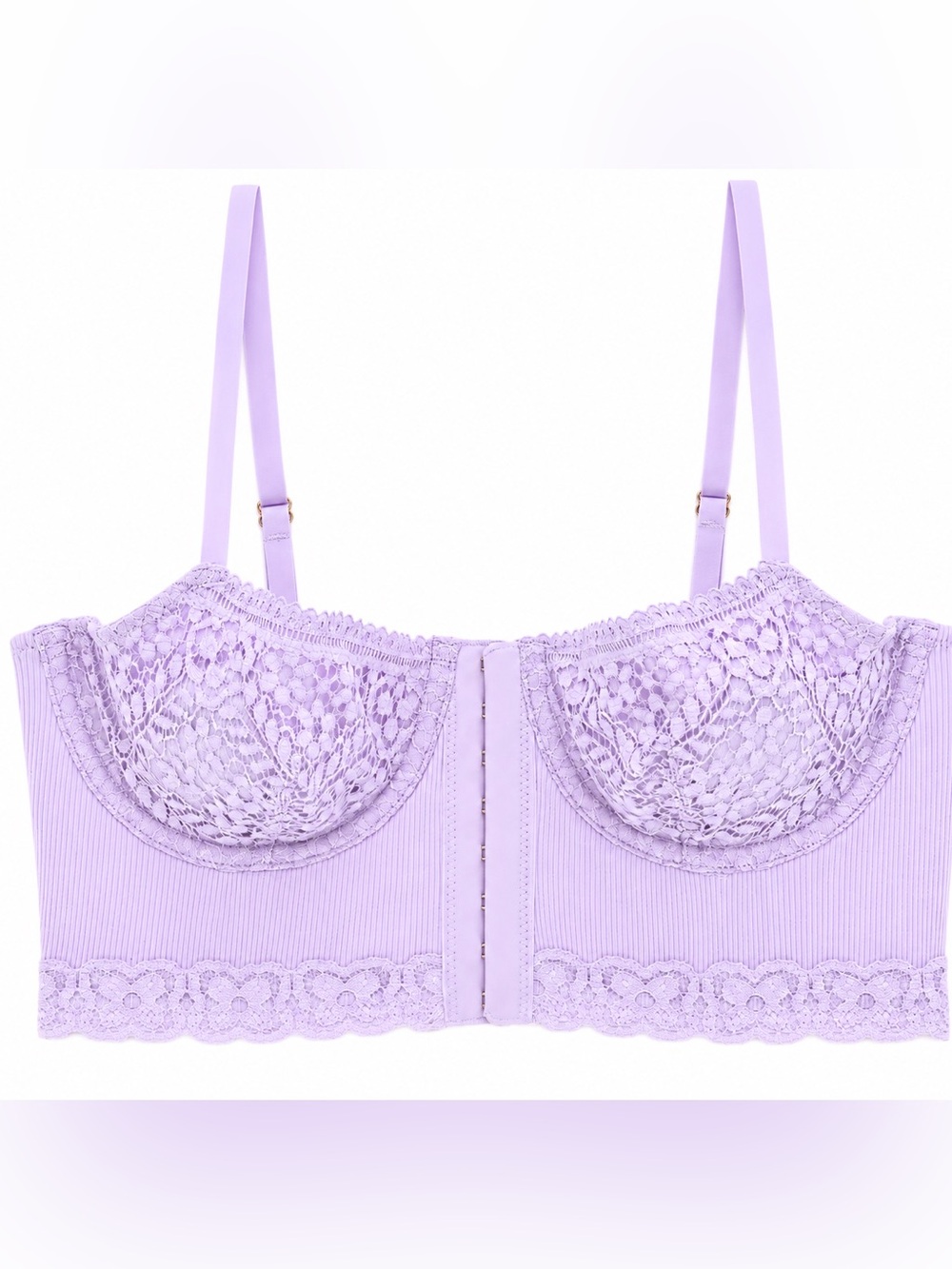 Aerie Show Off Cozy Rib Unlined Corset Bra Purple Wash 36D NWT